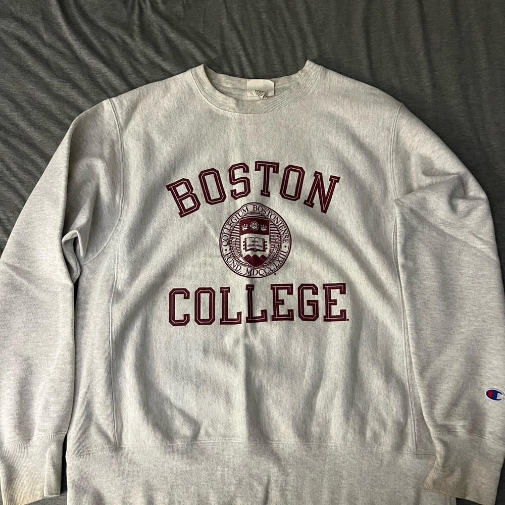 Champion Gray Crewneck Boston College Sweater